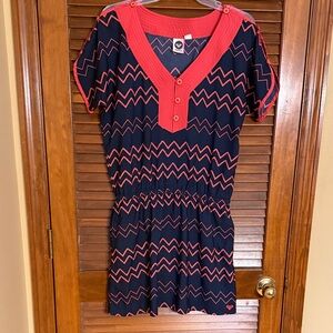 Navy and Pink Chevron Dress